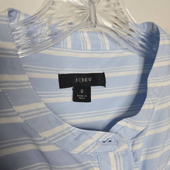J.Crew Puff Sleeve Cotton Poplin Shirtdress in Lake Stripe Size Small - Picture 6 of 7